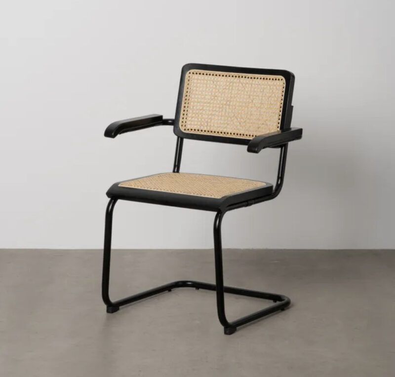 SILLA NEGRO-NATURAL MADERA-RATÁN - Imagen 3